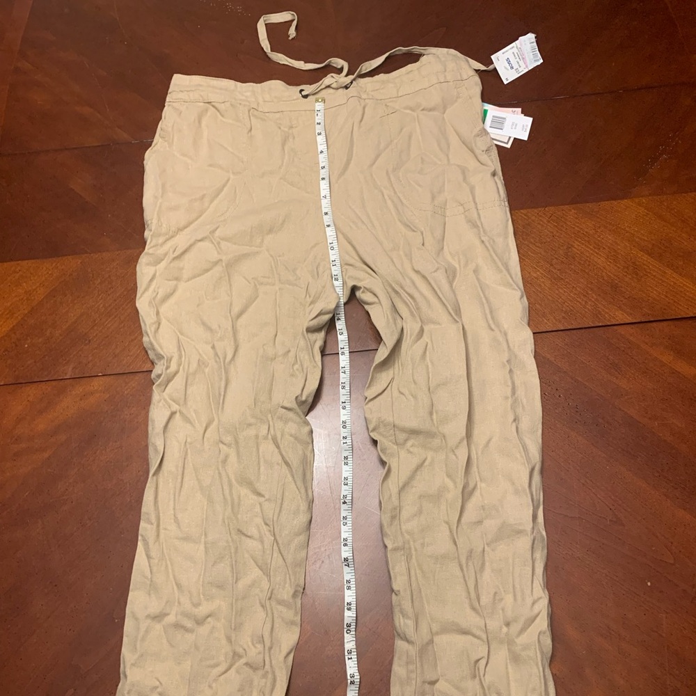 Tan Linen ankle length pants